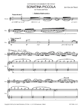 Sonatina Piccola - der Roost Jan Van - Partition - Flûte traversière